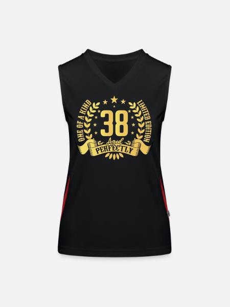 38 years birthday gift 38 years - Women's Functional Contrast Tank Top - black/red - Front