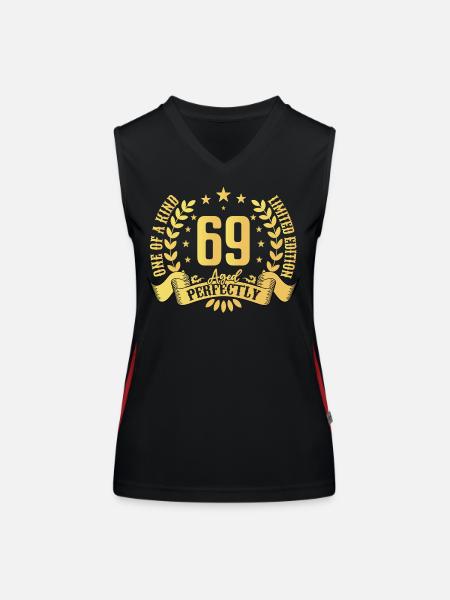 69 years birthday gift 69 years - Women's Functional Contrast Tank Top - black/red - Front