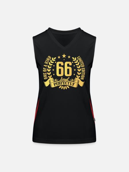 66 Jahre Geburtstagsgeschenk 66 Jahre - Funktionelles Kontrast-Tank Top für Frauen - Schwarz/Rot - Vorne