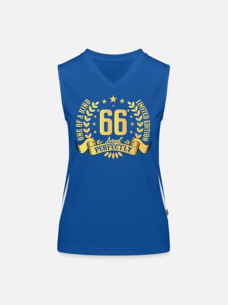 66 Jahre Geburtstagsgeschenk 66 Jahre - Funktionelles Kontrast-Tank Top für Frauen - Royal/Weiß - Vorne