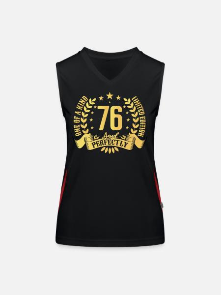 76 Jahre Geburtstagsgeschenk 76 Jahre - Funktionelles Kontrast-Tank Top für Frauen - Schwarz/Rot - Vorne