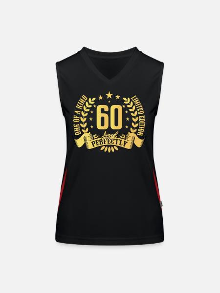 60 years birthday gift 60 years - Women's Functional Contrast Tank Top - black/red - Front