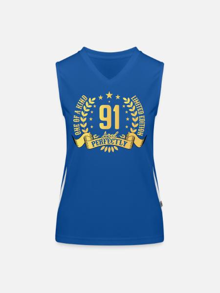 91 years birthday gift 91 years - Women's Functional Contrast Tank Top - royal/white - Front