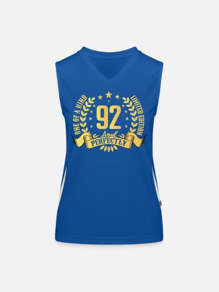 92 years birthday gift 92 years - Women's Functional Contrast Tank Top - royal/white - Front