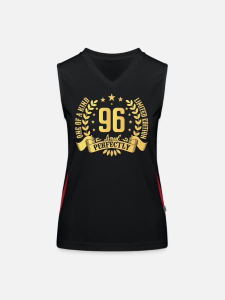 96 Jahre Geburtstagsgeschenk 96 Jahre - Funktionelles Kontrast-Tank Top für Frauen - Schwarz/Rot - Vorne