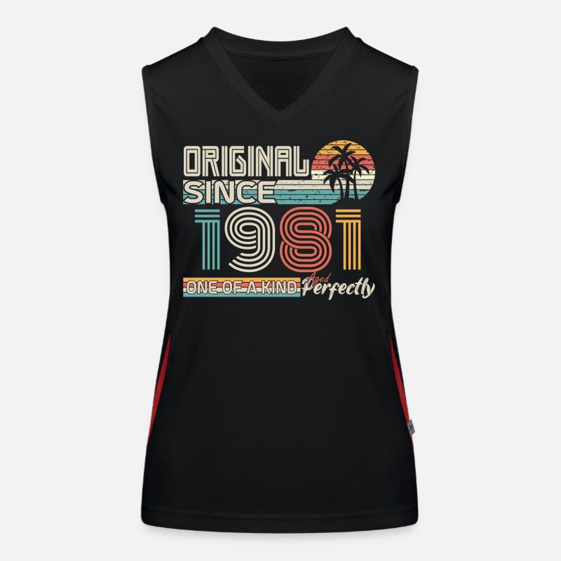1981 birthday 1981 born in 1981 anniversary Women's Functional Contrast Tank Top