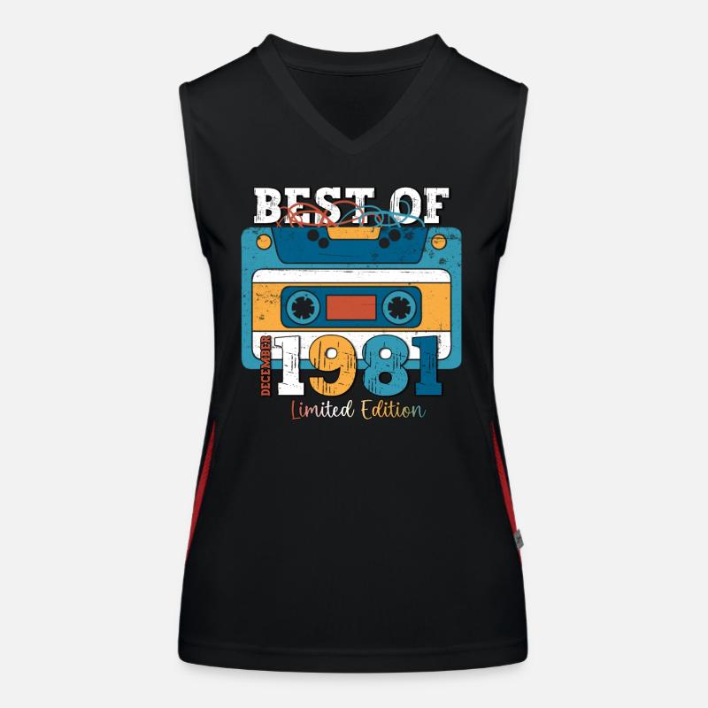 42nd Birthday December Vintage 1981 Cassette Women's Functional Contrast Tank Top