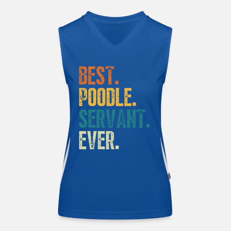 Bester Pudelhund Diener aller Zeiten Distressed Retro Font Funktionelles Kontrast-Tank Top für Frauen