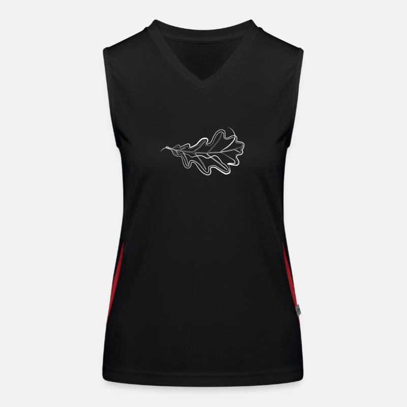 Oak leaf - one line drawing Women's Functional Contrast Tank Top