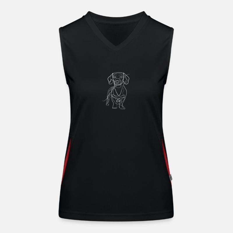 Dachshund - one line drawing Women's Functional Contrast Tank Top