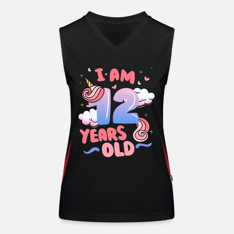 I am 12 years old | Unicorn theme | 12. Women's Functional Contrast Tank Top