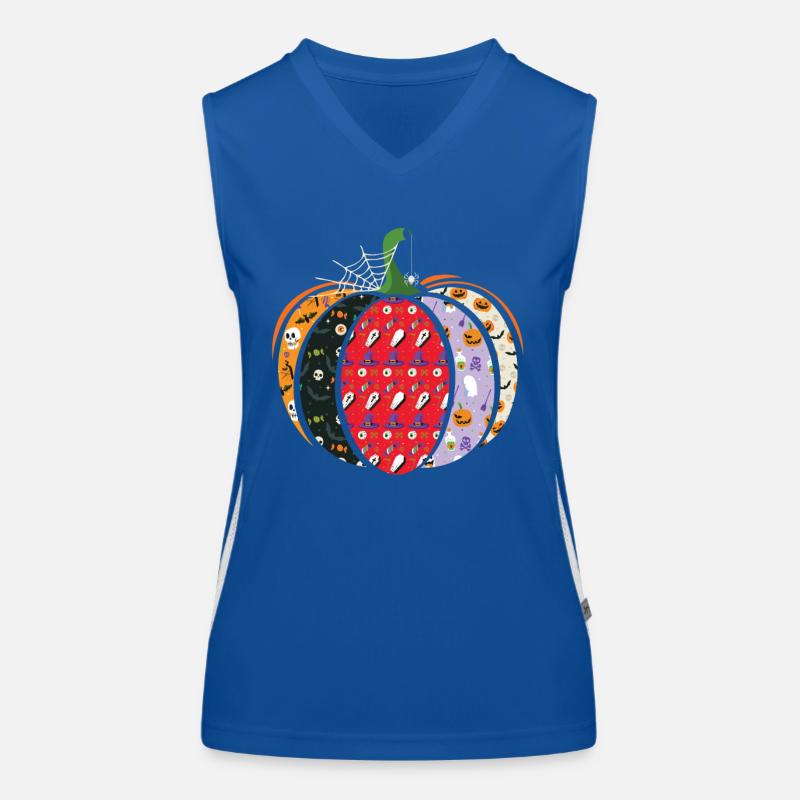 Spooky Patterned Pumpkin Halloween Holiday Women's Functional Contrast Tank Top