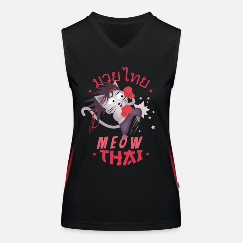 Meow Thai Cat Fighter - Muay Thai - Funny Cats Women's Functional Contrast Tank Top