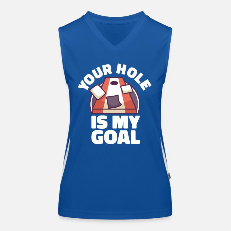 Your hole Is My Goal Cornhole Corn hole Sacks Women's Functional Contrast Tank Top