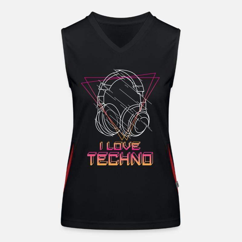 I Love Techno Funktionelles Kontrast-Tank Top für Frauen