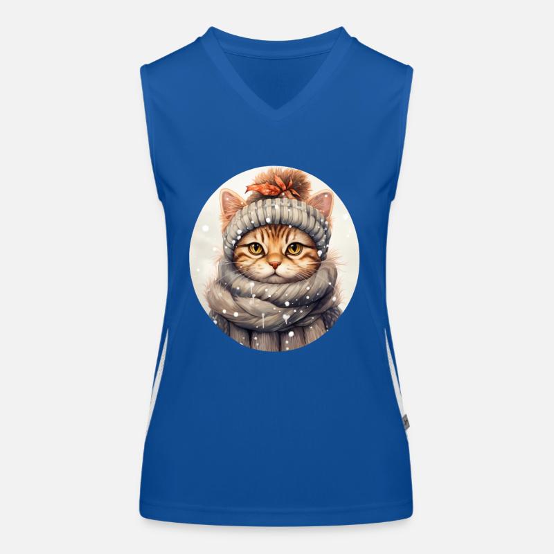Katze im Winter Funktionelles Kontrast-Tank Top für Frauen