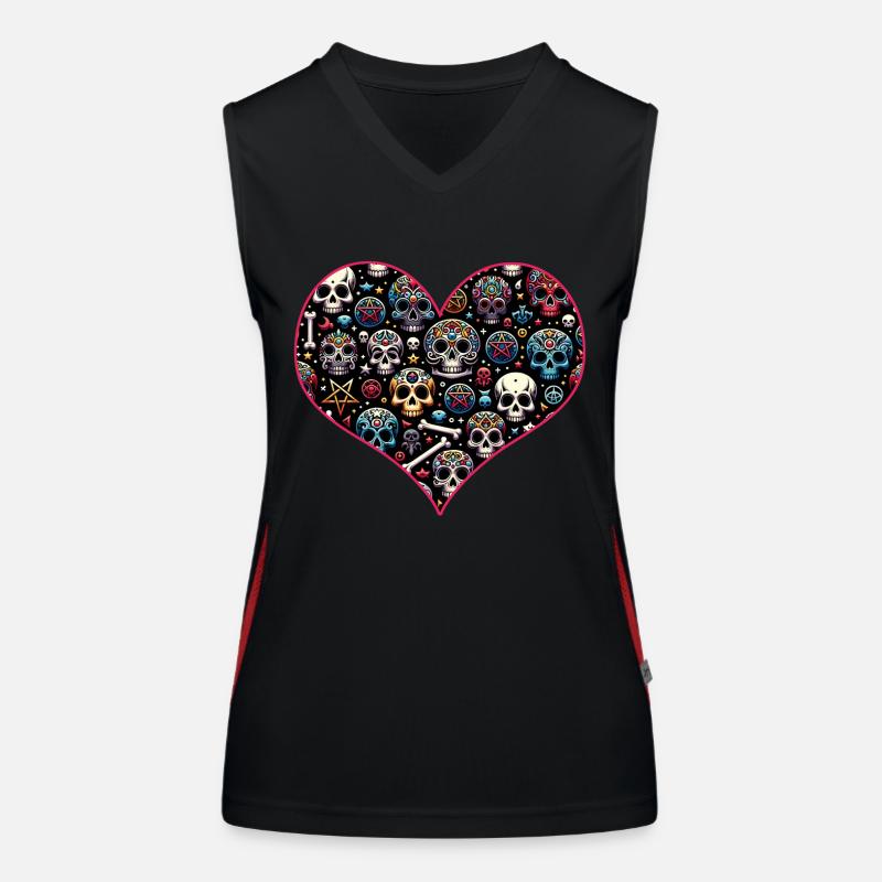 Buntes dekoratives Skullmuster Funktionelles Kontrast-Tank Top für Frauen