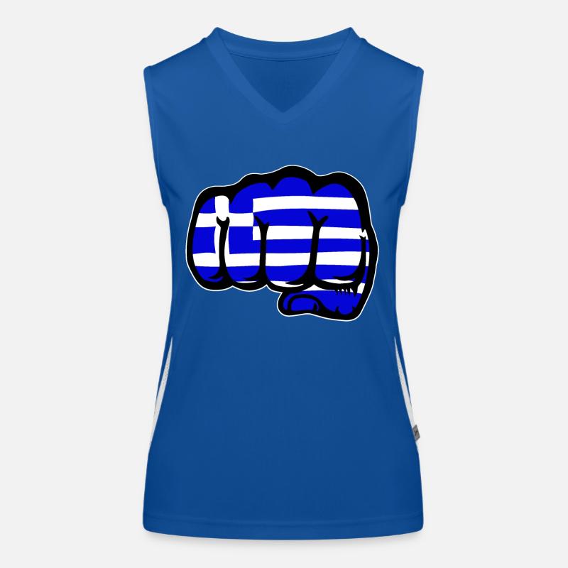 Grèce drapeau main poing Débardeur respirant contrasté Femme