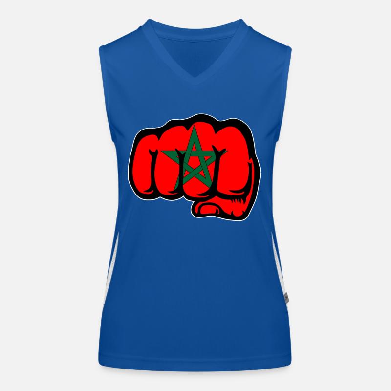 Morocco Flag Hand Fist Women's Functional Contrast Tank Top