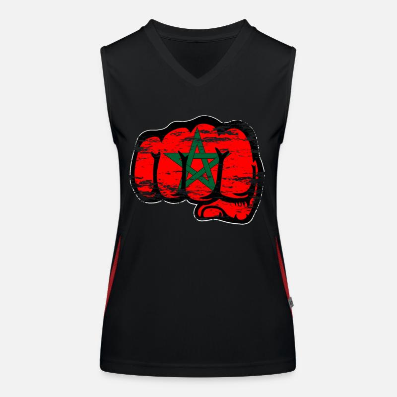 Marokko Flagge Hand Faust used Funktionelles Kontrast-Tank Top für Frauen