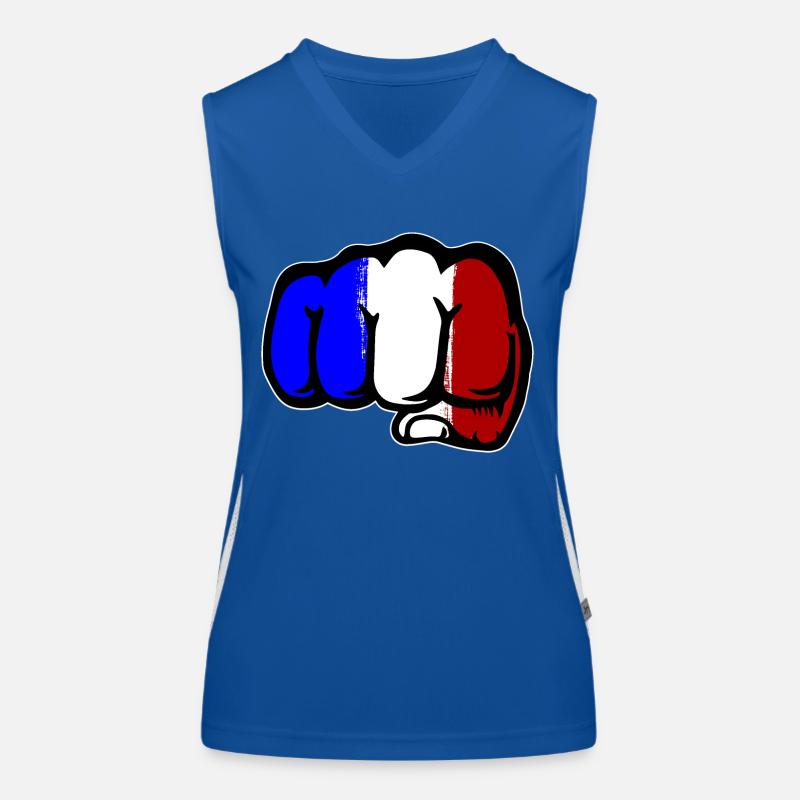 Frankreich Flagge Hand Faust Funktionelles Kontrast-Tank Top für Frauen