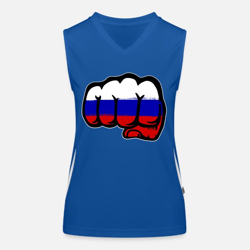 Drapeau de la Russie main poing Débardeur respirant contrasté Femme