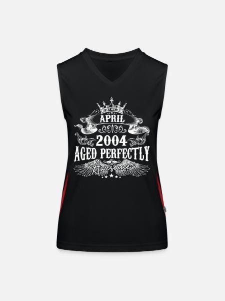2004| Juni 2004 Geburtstag Perfekt gealtert - Funktionelles Kontrast-Tank Top für Frauen - Schwarz/Rot - Vorne