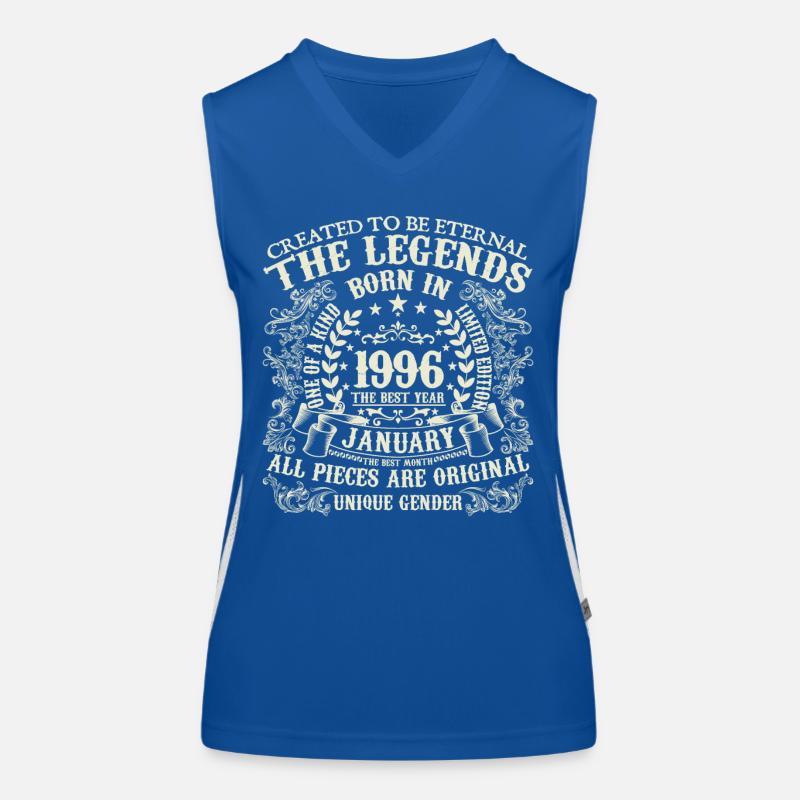 Janvier 1996 anniversaire 1996 Janvier année Débardeur respirant contrasté Femme