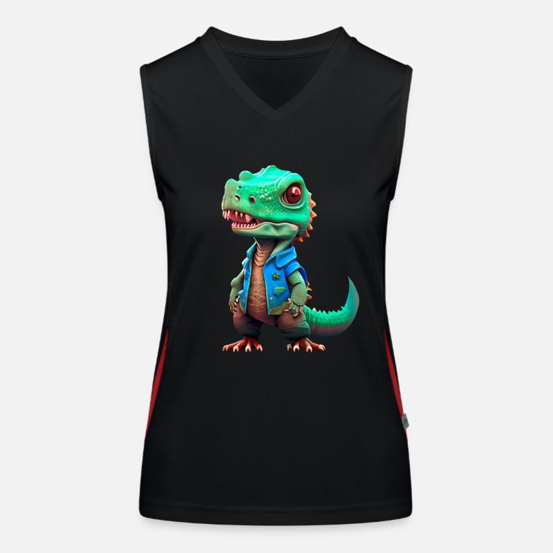 kleiner T-Rex in Jeansjacke Funktionelles Kontrast-Tank Top für Frauen