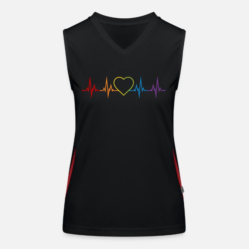 Herzschlag Herz Regenbogen LGBT CSD Liebe bunt Funktionelles Kontrast-Tank Top für Frauen