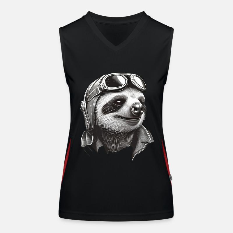 Faultier cool mit Fliegerbrille Funktionelles Kontrast-Tank Top für Frauen