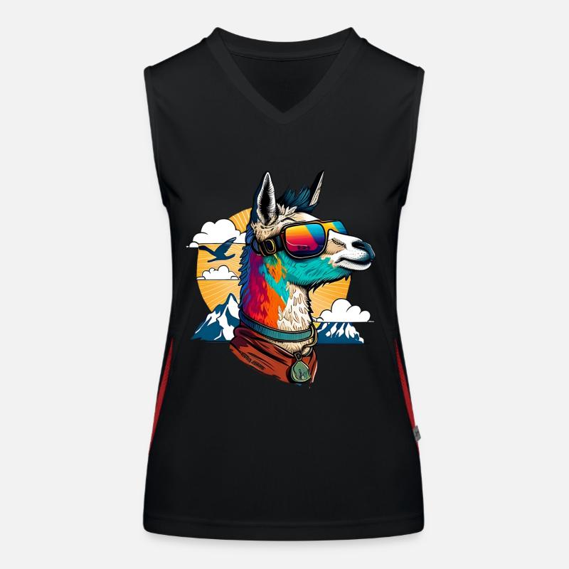 Lama mit Sonnenbrille Funktionelles Kontrast-Tank Top für Frauen