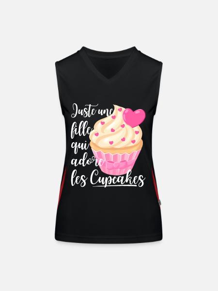 Une fille qui adore les cupcakes cadeau pâtissière - Débardeur respirant contrasté Femme - noir/rouge - Devant