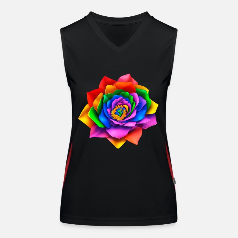 Fleur arc-en-ciel 3D vive Débardeur respirant contrasté Femme
