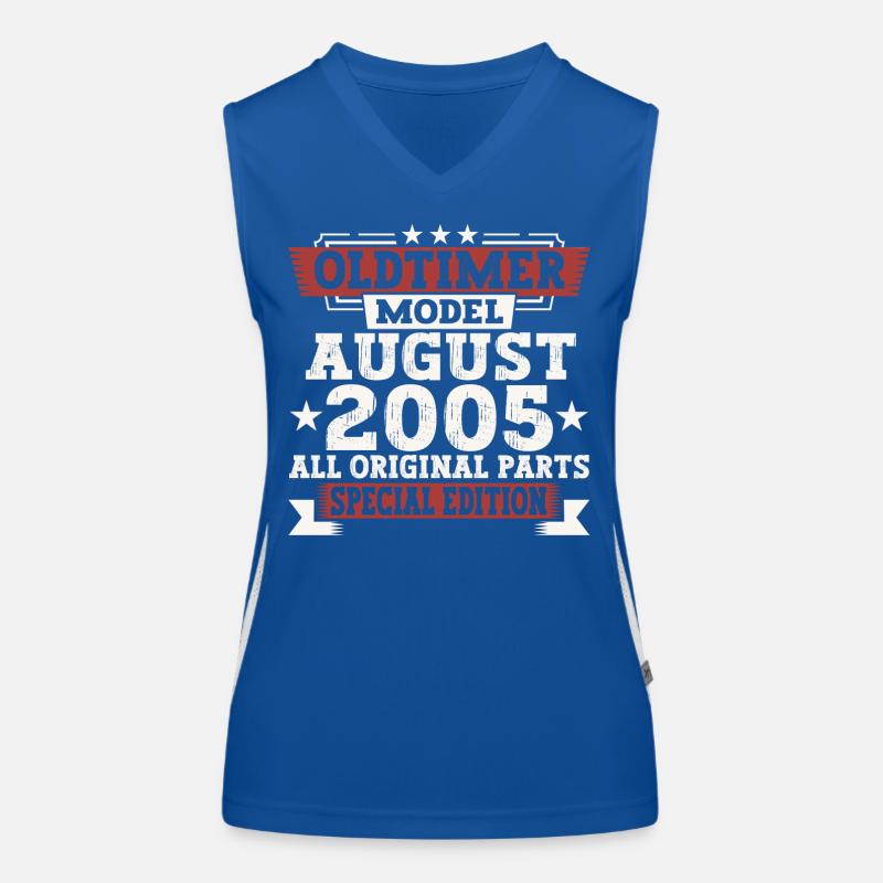 Oldtimer August 2005 17. Geburtstag Geschenk Fun Funktionelles Kontrast-Tank Top für Frauen