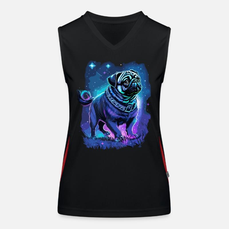 Mops Hund Mitternachtszauber Funktionelles Kontrast-Tank Top für Frauen