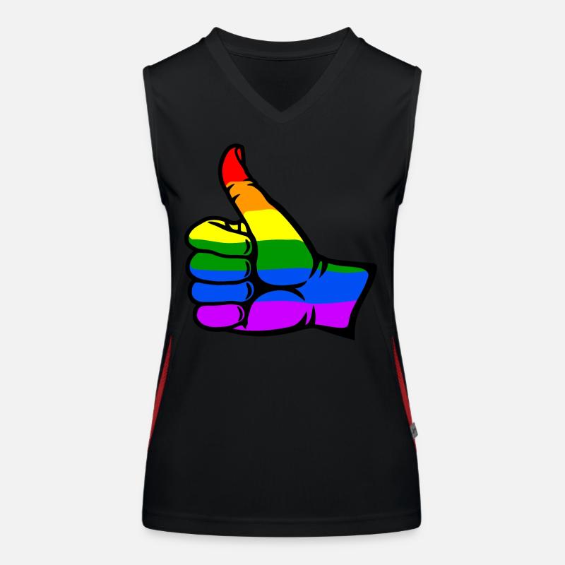 rainbow color flag hand all clear icon Women's Functional Contrast Tank Top