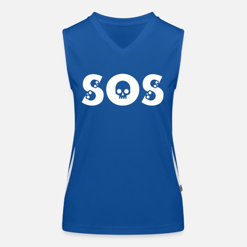 SOS Totenkopf Design mit Knochen Comic Stil Funktionelles Kontrast-Tank Top für Frauen