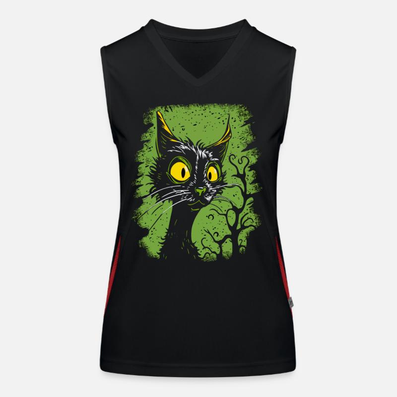 Chat de dessin animé vintage surpris Débardeur respirant contrasté Femme
