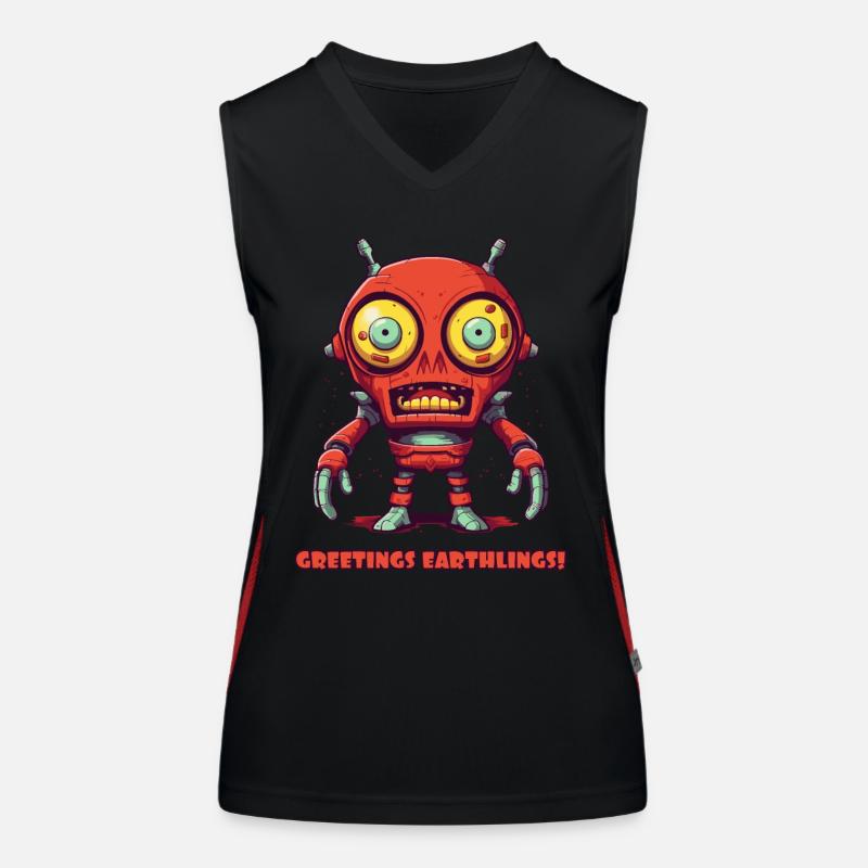Grüße Erdlinge – Alien-Roboter Funktionelles Kontrast-Tank Top für Frauen
