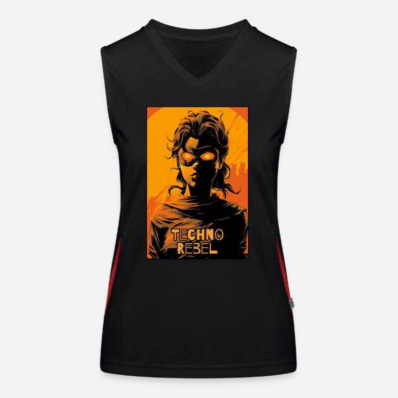 Techno Cyber Rebellin Funktionelles Kontrast-Tank Top für Frauen