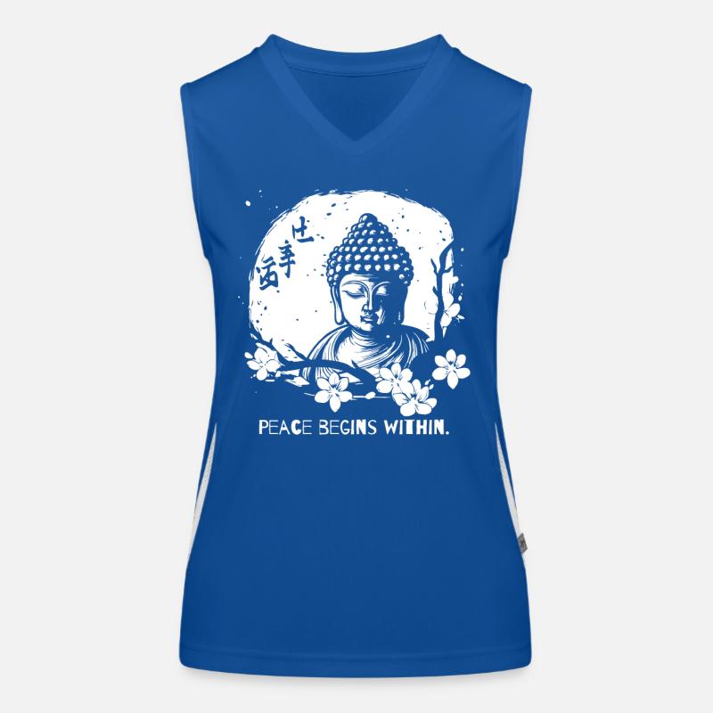 Frieden beginnt im Inneren - Buddha Funktionelles Kontrast-Tank Top für Frauen
