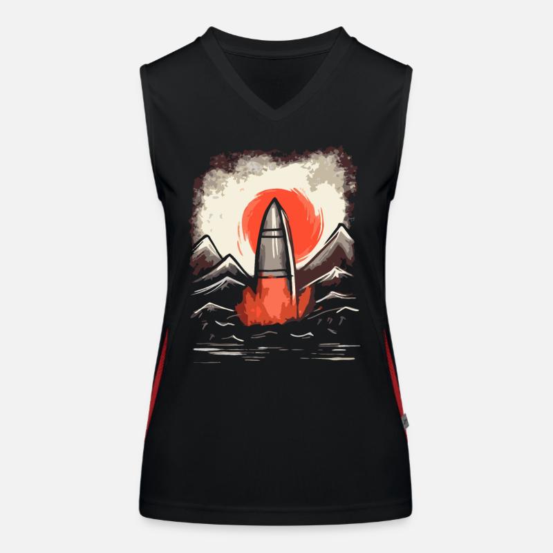 Japanische Rote Sonne: Start einer Rakete Funktionelles Kontrast-Tank Top für Frauen