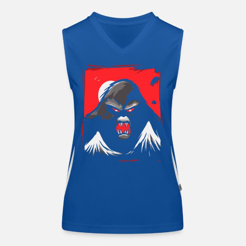 Japanese Red Sun: Angry Monster Monkey Women's Functional Contrast Tank Top