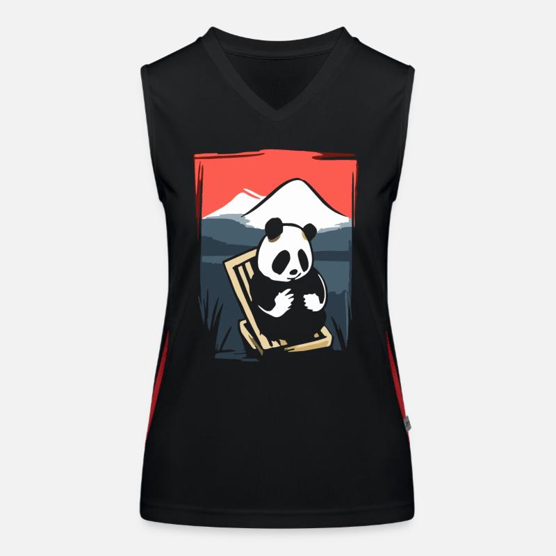 Japanische Rote Sonne: Chillender Panda Funktionelles Kontrast-Tank Top für Frauen