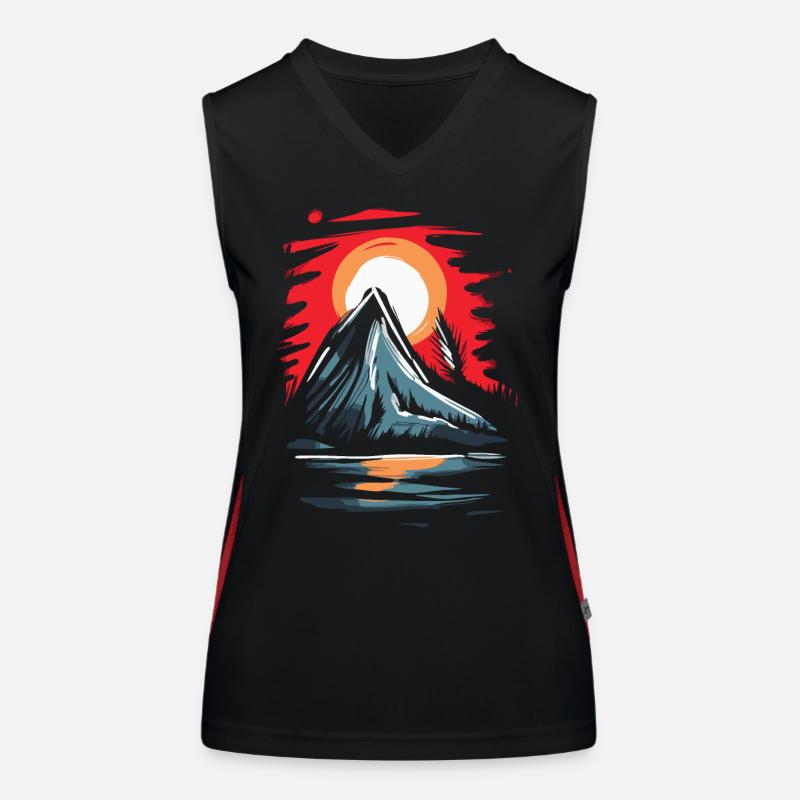 Japans Rote Sonne: Ein Berg-Gipfel Funktionelles Kontrast-Tank Top für Frauen