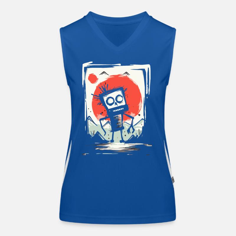 JAPANs Rote Sonne: Ein Müll Roboter Funktionelles Kontrast-Tank Top für Frauen