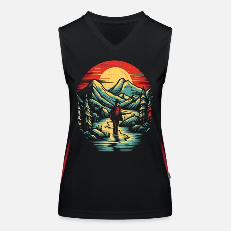 Der einsame Wanderer Funktionelles Kontrast-Tank Top für Frauen