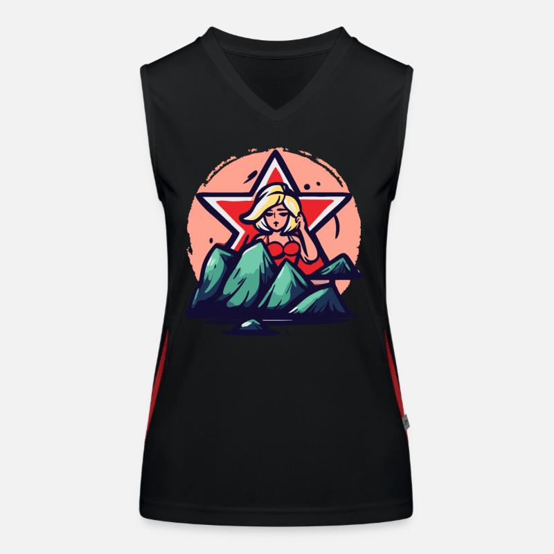 Cartoon Beach Babe La Beauté De La Plage Débardeur respirant contrasté Femme