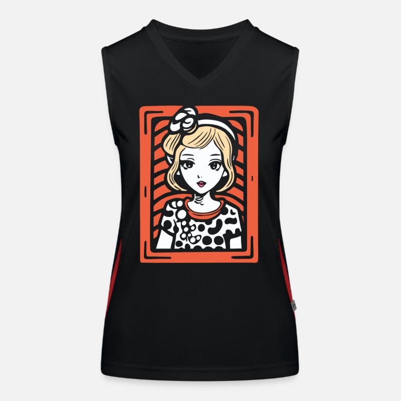 Das bezaubernde Anime-Punkt-Kleid-Mädchen Funktionelles Kontrast-Tank Top für Frauen